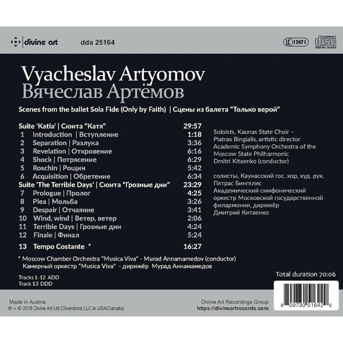 Artyomov: Sola Fide (Only by Faith) -Suites 3 and 4 from the Ballet; Tempo Costante - Concerto for Orchestra - slide-1