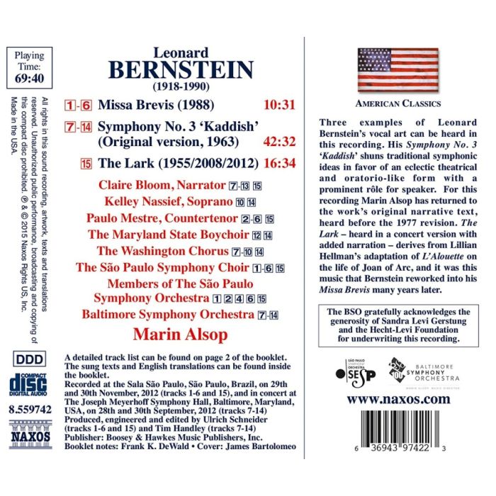 Bernstein: Symphony No. 3 ‘Kaddish’; Missa Brevis; The Lark - slide-1