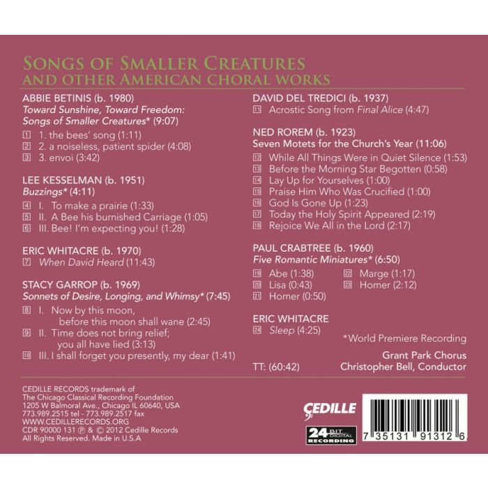 Songs of Smaller Creatures and other American choral works - slide-1