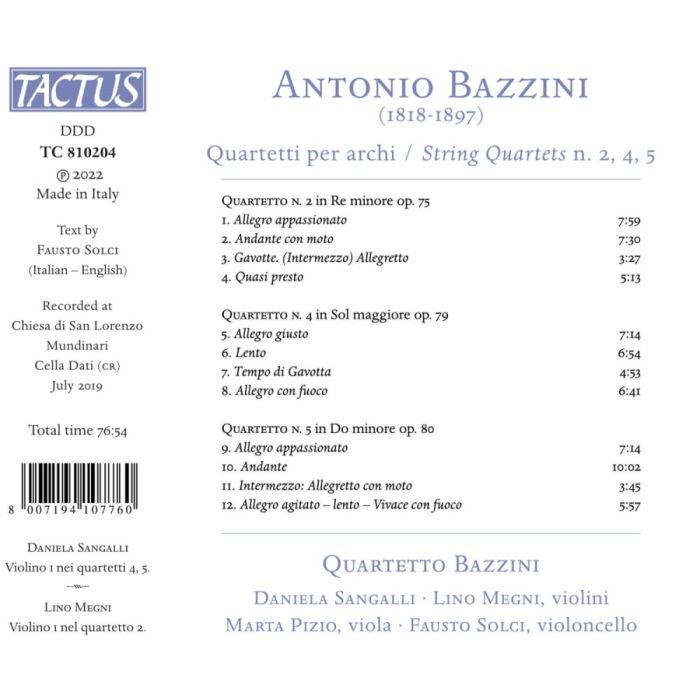 Bazzini: String Quartets Nos. 2, 4, 5 - slide-1