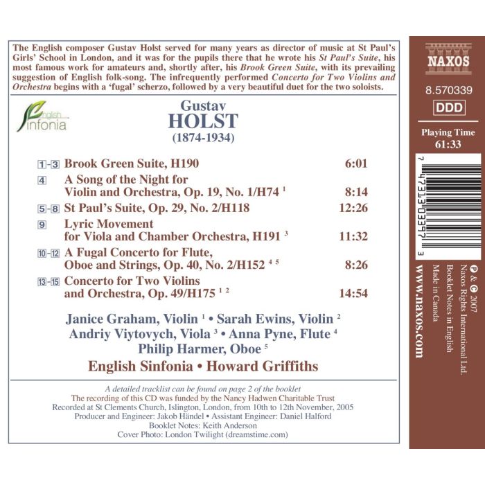 HOLST: Double Concerto, St Paul's Suite - slide-1