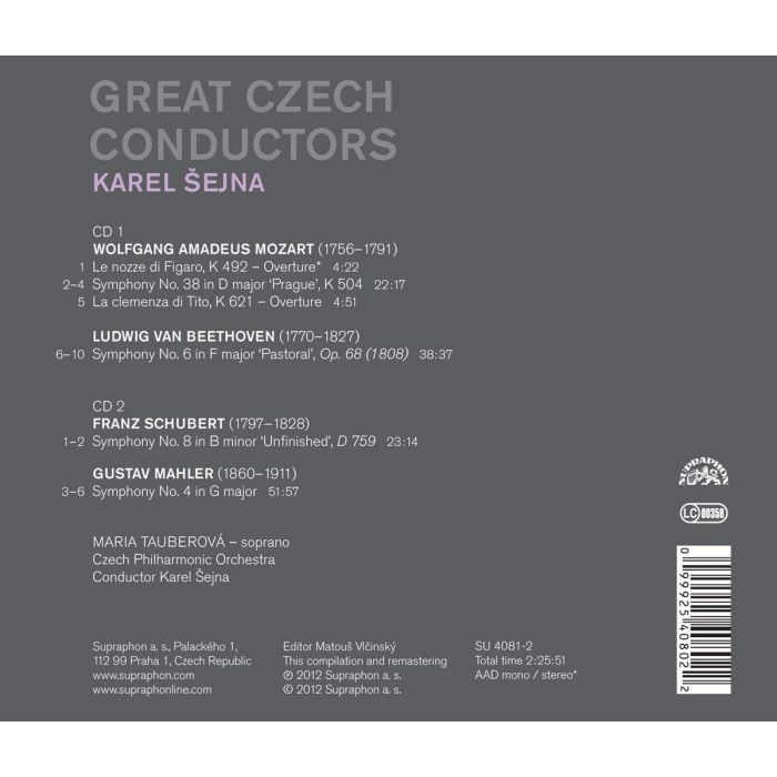 Great Czech Conductors - Karel Šejna, Symphonies: Mozart 