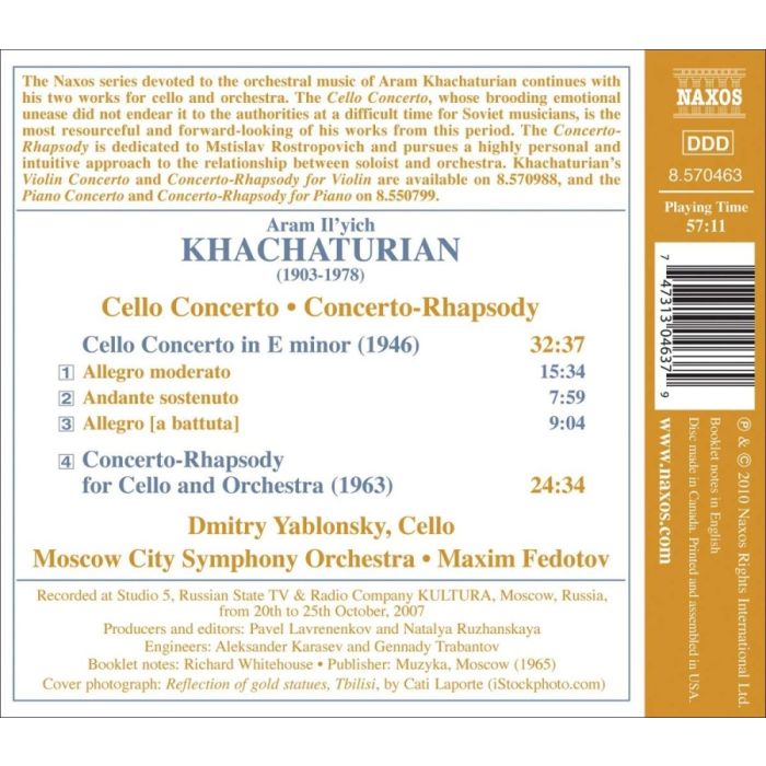 KHACHATURIAN: Cello Concerto, Concerto-Rhapsody - slide-1