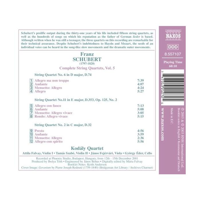 SCHUBERT: String quartets vol. 5 - slide-1