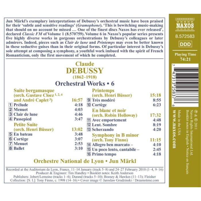 Debussy: Orchestral Works Vol. 6 - Suite bergamasque, Petite Suite, En blanc et noir, Printemps, Symphony in B minor - slide-1