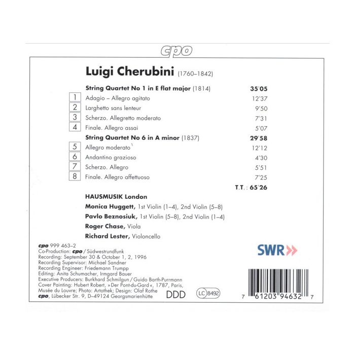 CHERUBINI: String Quartets 1 & 6 - slide-1
