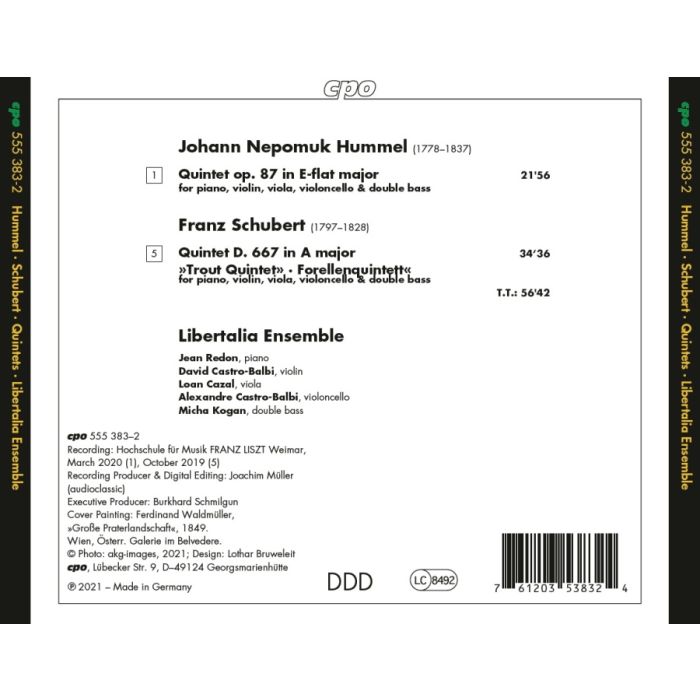 Hummel: Piano Quintet; Schubert: “Trout