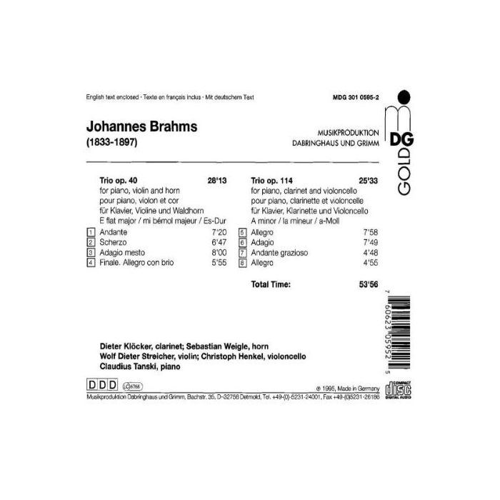 Brahms: Horn Trio op. 40; Clarinet Trio op. 114 - slide-1