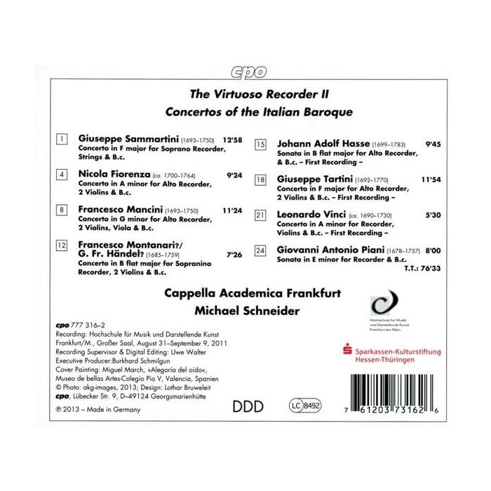 The Virtuoso Recorder II - Sammartini, Fiorenza, Mancini, Tartini... - slide-1