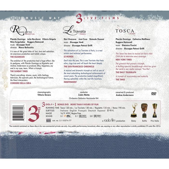 3 Live Films - Rigoletto; Traviata; Tosca - slide-1