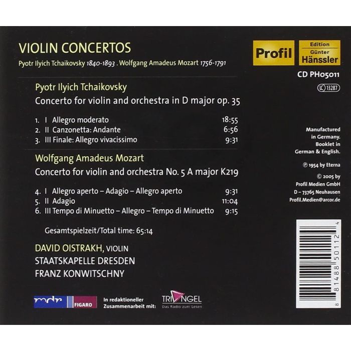 Mozart: Violin Concerto, K219 / Tchaikovsky: Violin Concerto, Op 35 - slide-1