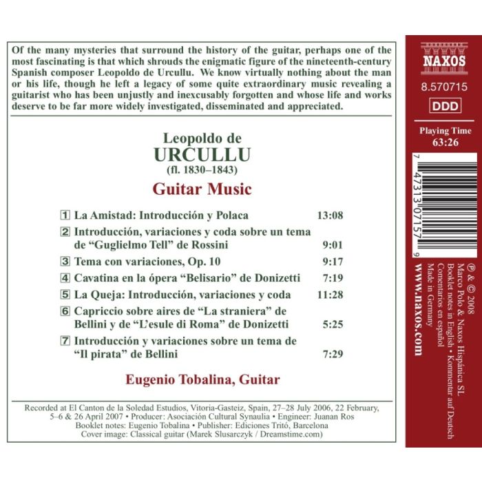 Urcullu: Guitar Music - La Amistad, Opera Variations, La Queja - slide-1