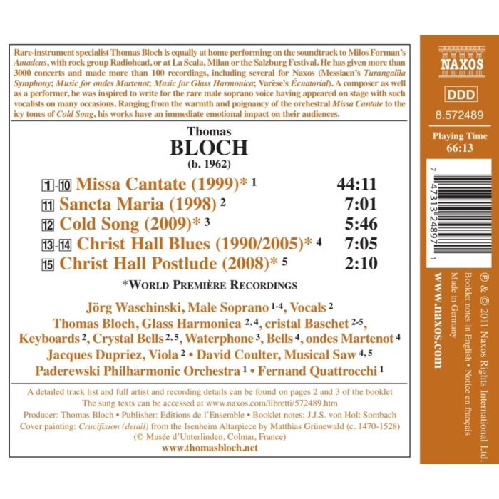 Bloch: Missa Cantate, Cold Song, Sancta Maria, Christ Hall Blues - slide-1