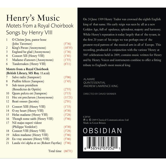 HENRY'S MUSIC  -  Motets from a Royal Choirbook, Songs by Henry VIII - slide-1
