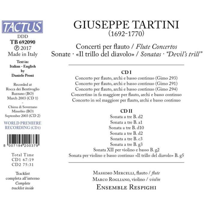 Tartini: Concerti per Flauto; Sonatas; «Il trillo del diavolo» - slide-1