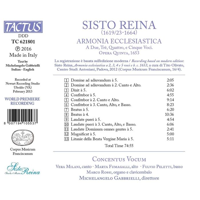 Reina: Armonia Ecclesiastica, op. V, 1653 - slide-1