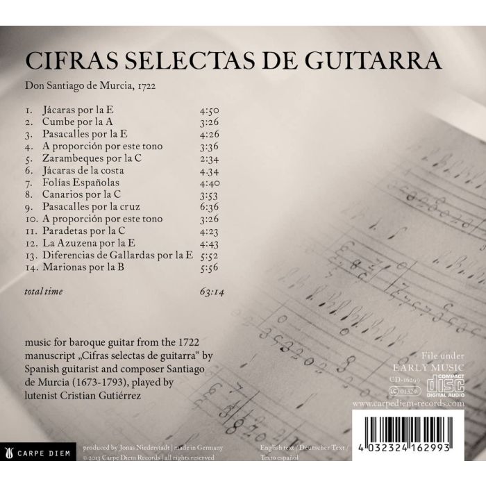Santiago de Murcia: Cifras Selectas de Guitarra, 1722 - slide-1