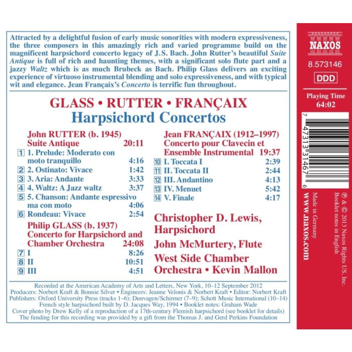 Glass, Rutter & Françaix: Harpsichord Concertos - slide-1