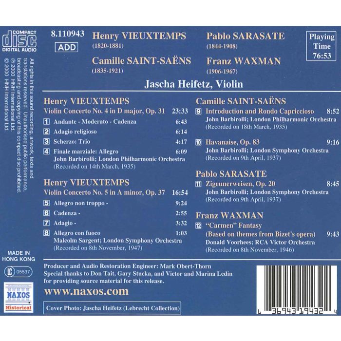 Vieuxtemps: Violin Concertos Nos. 4 and 5 / Saint-Saens / Sarasate / Waxman - slide-1