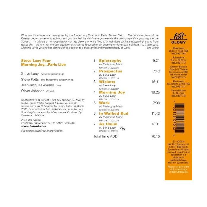 Steve Lacy: Morning Joy... Paris Live - slide-1