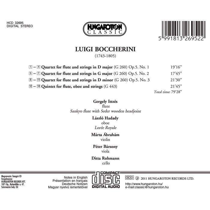Boccherini: 3 Quartets for flute & strings op. 5, Quintet for flute, oboe & strings - slide-1