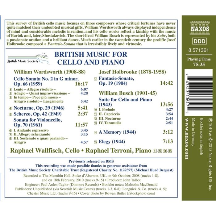 British Music for Cello and Piano - Wordsworth; Holbrooke; Busch - slide-1