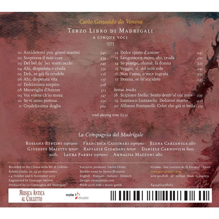 Gesualdo da Venosa, Carlo: Terzo Libro di Madrigali - slide-1