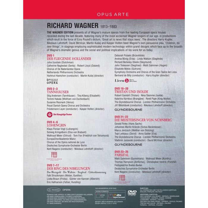 Wagner Edition (25 DVD) Der Fliegende Holländer, Der Ring des Nibelungen, Die Meistersinger von Nürnberg, Lohengrin, Parsifal, Tannhäuser, Tristan & Isolde - slide-1