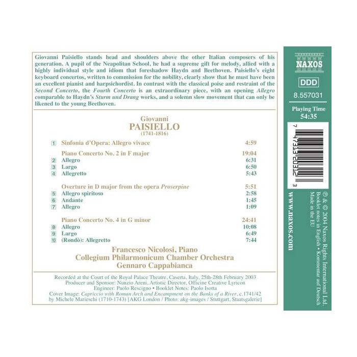 PAISIELLO: Piano Concertos Nos. 2 and 4; Proserpine Overture - slide-1