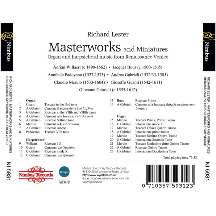 Masterworks and Miniatures - organ & harpsichord: Merulo, Padovano, Willaert - slide-1