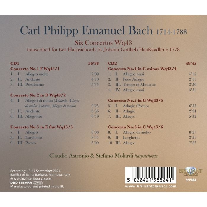 C.P.E. Bach: 6 Concertos transcribed for 2 harpsichords - slide-1