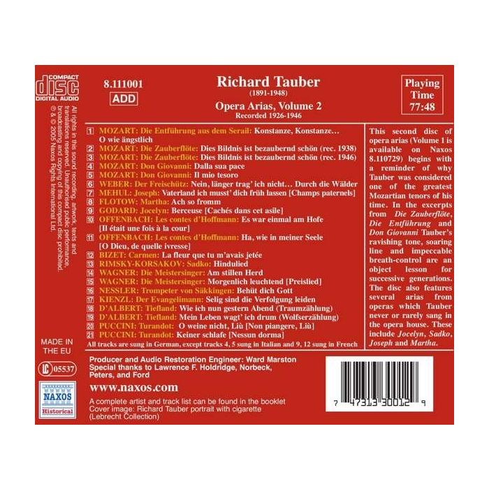 Great Singers - Tauber - Opera Arias, Vol 2 - slide-1