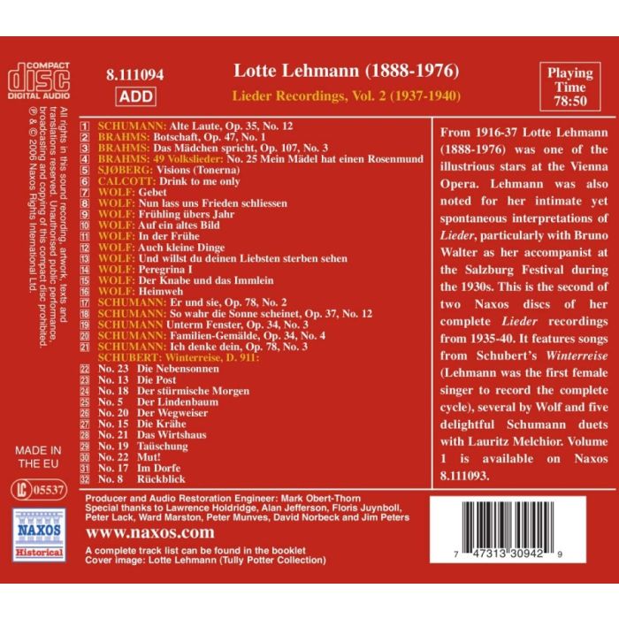 Lotte Lehmann - Lieder Recordings Vol.2 - slide-1