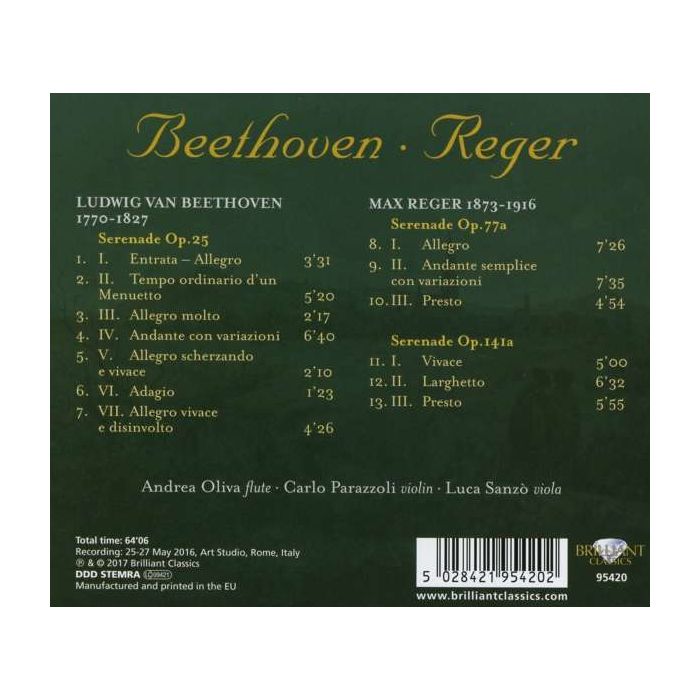 Beethoven / Reger: Serenades for Flute, Violin and Viola - slide-1