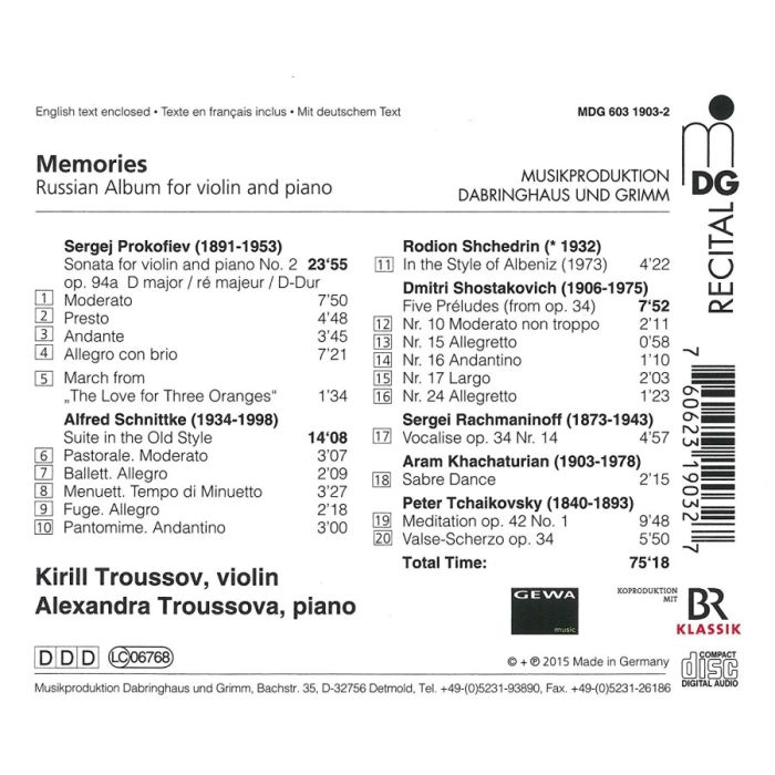 Russian Album, Music for Violin and Piano: Shostakovich, Prokofiev, Tchaikovsky, Rachmaninov, Schnittke, Khachaturian, Shchedrin - slide-1