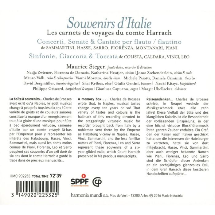 Souvenirs d'Italie - Concerti & Sonate: Sammartini, Caldara, Vinci, Hasse, Piani, Fiorenza … - slide-1