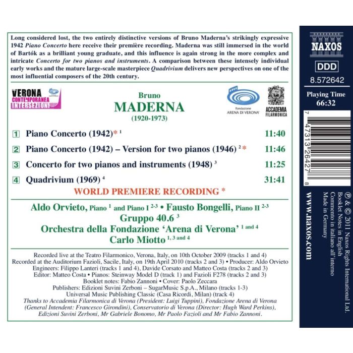 MADERNA: Piano Concertos; Quadrivium - slide-1