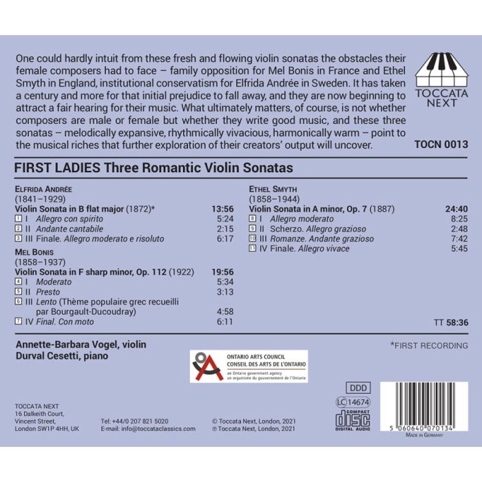 First Ladies - Three Romantic Violin Sonatas - slide-1