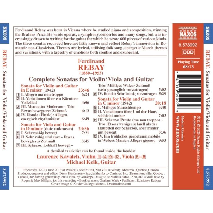 Rebay: Complete Sonatas for Violin / Viola and Guitar - slide-1