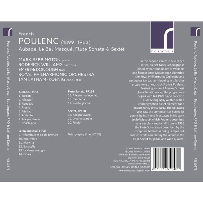 Poulenc: Aubade; Le Bal masqué; Flute Sonata & Sextet - slide-1