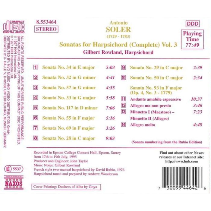 SOLER: Sonatas for Harpsichord Vol. 3 - slide-1
