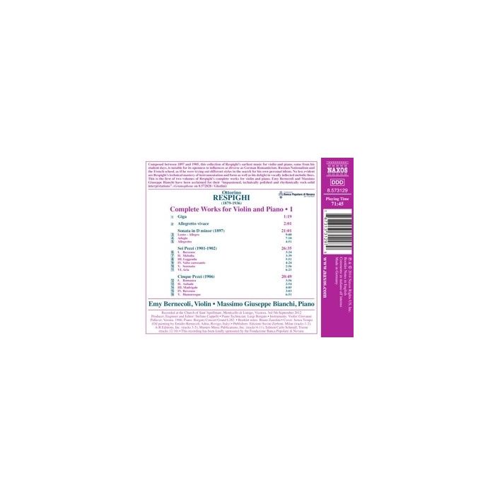Respighi: Works for Violin and Piano Vol. 1 - slide-1