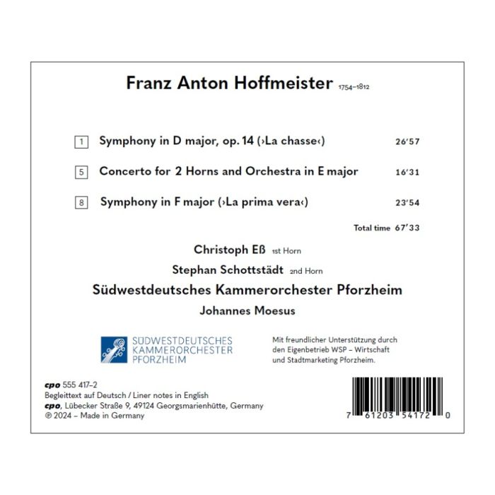 Hoffmeister: Concerto for 2 Horns; 2 Symphonies - slide-1