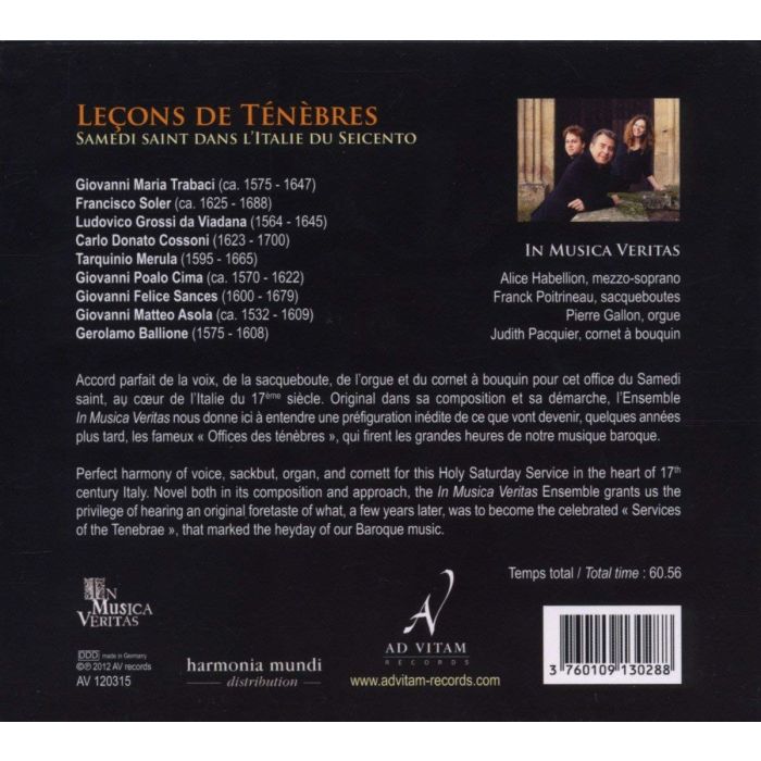 Lecons De Tenebres - Samedi Saint dans l'Italie du Seicento - Viadana, Trabaci, Merula, Sances, Cima, ... - slide-1