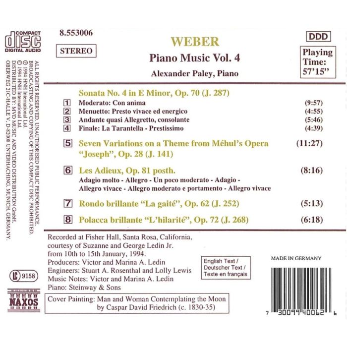 WEBER: Piano Music, Vol. 4 - slide-1