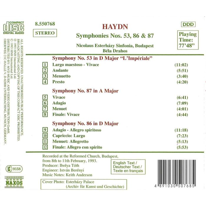 HAYDN: Symphonies 53, 87, 86 - slide-1