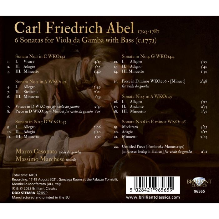 Abel: 6 Sonatas for Viola da Gamba & Bass - slide-1