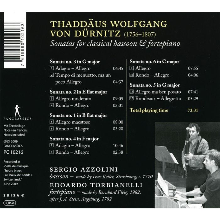 Durnitz: Sonatas for Classical Bassoon and Fortepiano - slide-1
