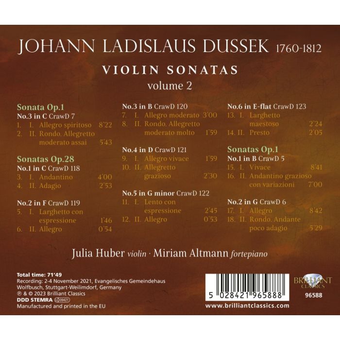Dussek: Violin Sonatas Vol. 2 - slide-1