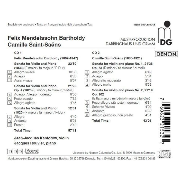 Mendelssohn; Camille Saint-Saëns: Violin Sonatas - slide-1